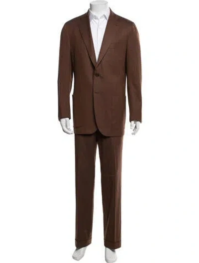 Pre-owned Kiton Wool Striped Two-piece Blazer In Brown
