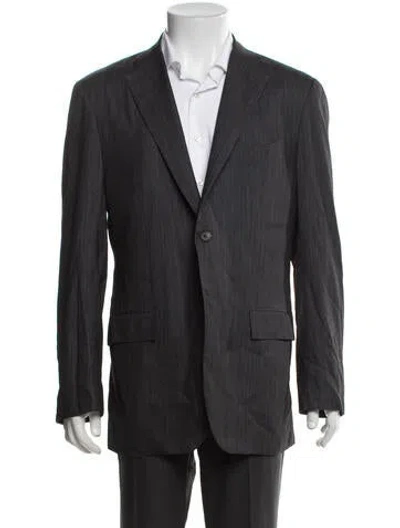 Pre-owned Kiton Wool Striped Two-piece Blazer In Grey