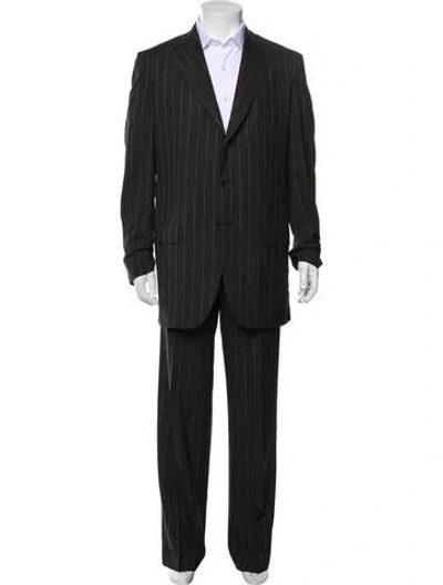 Pre-owned Kiton Wool Striped Two-piece Suit In Black