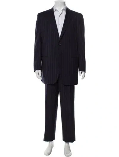 Pre-owned Kiton Wool Striped Two-piece Suit In Blue