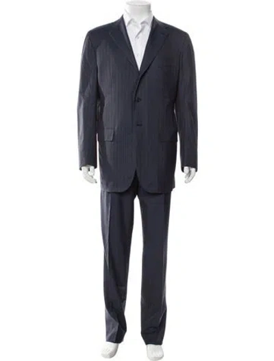 Pre-owned Kiton Wool Striped Two-piece Suit In Blue