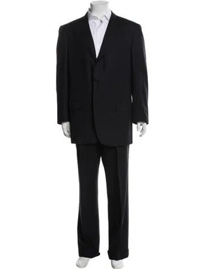 Pre-owned Kiton Wool Striped Two-piece Suit In Blue