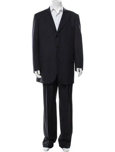 Pre-owned Kiton Wool Striped Two-piece Suit In Blue