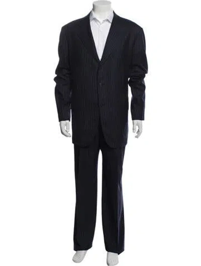 Pre-owned Kiton Wool Striped Two-piece Suit In Blue