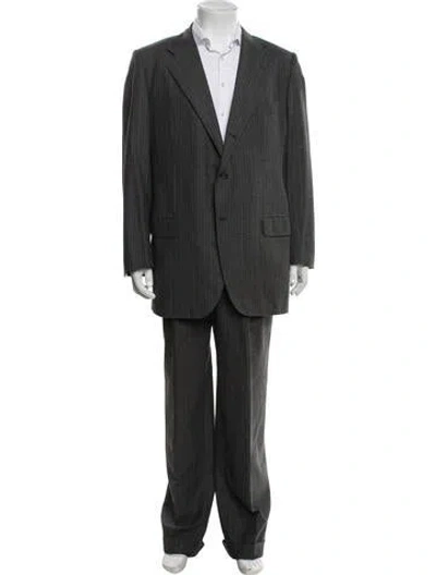Pre-owned Kiton Wool Striped Two-piece Suit In Grey