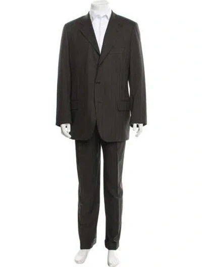 Pre-owned Kiton Wool Striped Two-piece Suit In Grey
