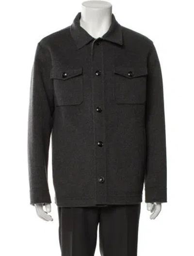 Pre-owned Kiton Wool Trucker Jacket In Gray