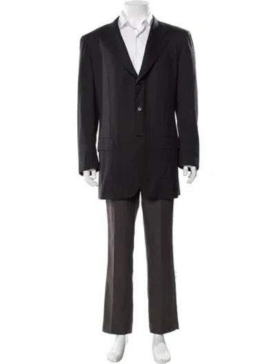 Pre-owned Kiton Wool Tweed Pattern Blazer In Gray