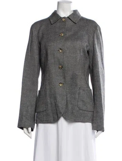 Pre-owned Kiton Wool Tweed Pattern Blazer In Grey