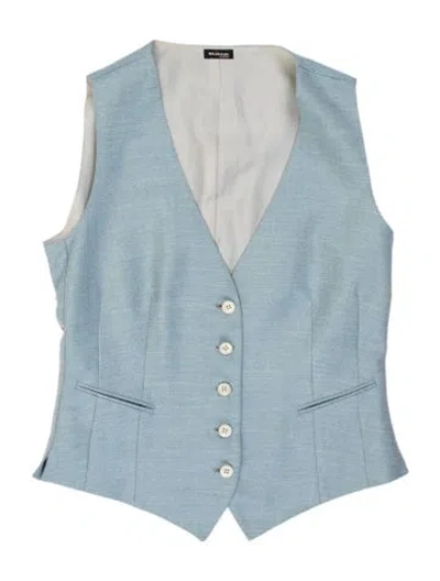 Pre-owned Kiton Wool V-neck Cardigan In Blue
