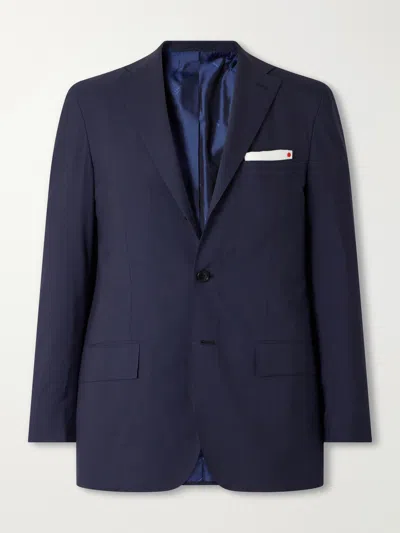Kiton Wool-fresco Suit Jacket In Blue