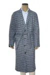 Kiton Woven Virgin Wool Button Down Overcoat In Multi