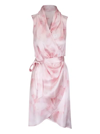 Kiton Wrap-effect Tie-waist Midi Dress In Pink