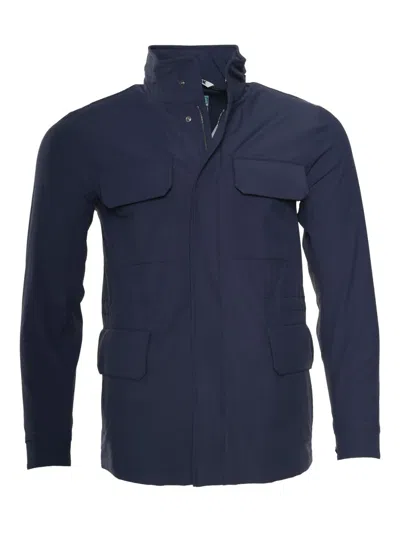 Kiton Kired Yari Solid Nylon Hidden Hood Light-jacket In Blue