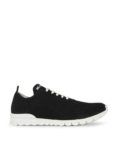Kiton Perforated Fabric Slip-on Sneakers In Nero