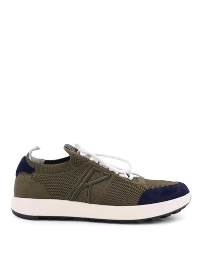 Kiton Low-top Sneakers In Mesh With Suede Profiles In Multi