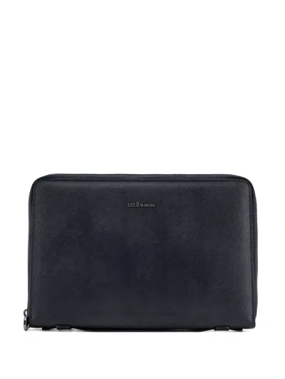 Kiton Zip-around Wallet In Blue