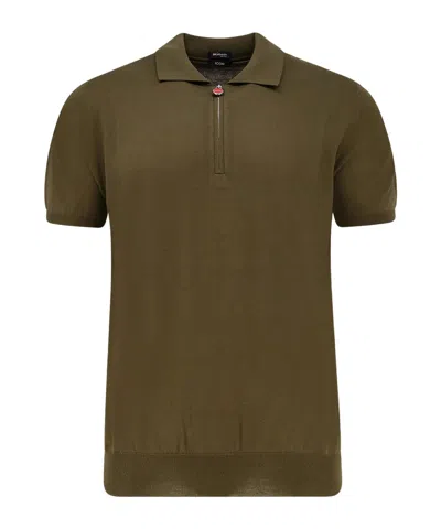 Kiton Zip Collar Polo Shirt In Brown