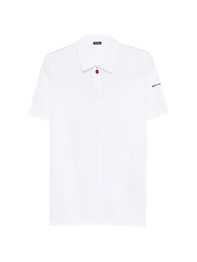 Kiton Zip Cotton Polo Shirt In White