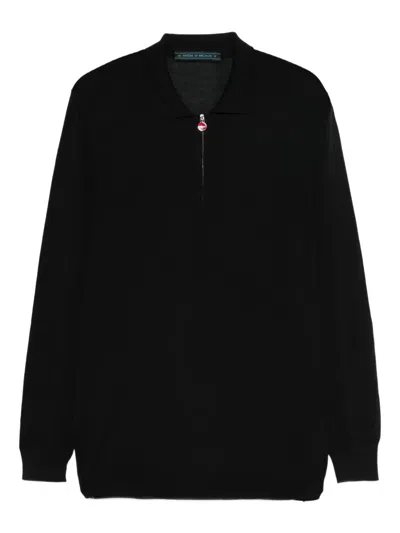 Kiton Zip-fastening Polo Shirt In Black