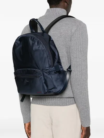 Kiton Zip-pocket Backpack In Blue