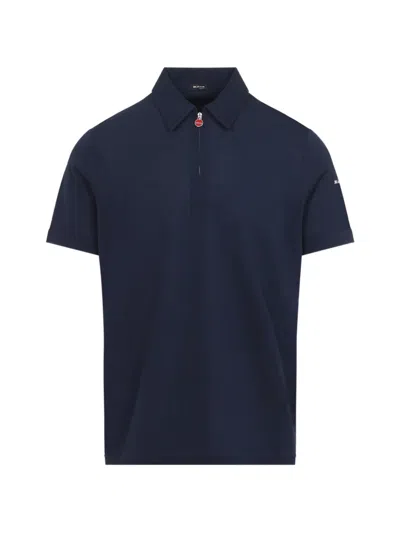 Kiton Zip Polo Shirt In Blue