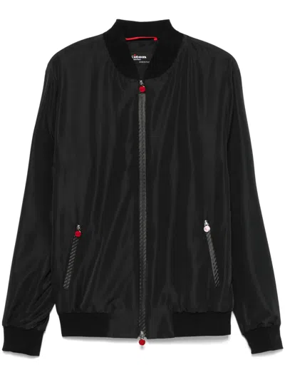 Kiton Men's Lightweight Technical Fabric Bomber Jacket In Black