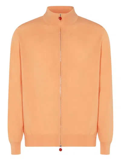 Kiton Zip-up Cardigan In Orange