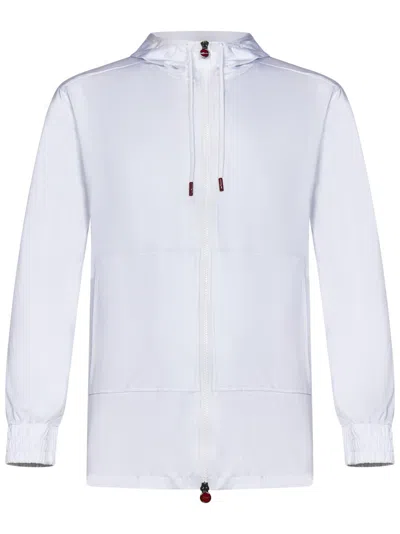 KITON KITON ZIP-UP COTTON SWEATSHIRT WITH DRAWSTRING HOOD