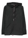 Kiton Zip-up Hooded Jacket Kangaroo Pocket In Black