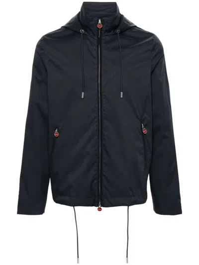 Kiton Zip-up Hooded Jacket In Blue