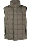 Kiton Zip-up Quilted Down Gilet In Green