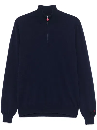 Kiton Zip-up Sweater In Blue
