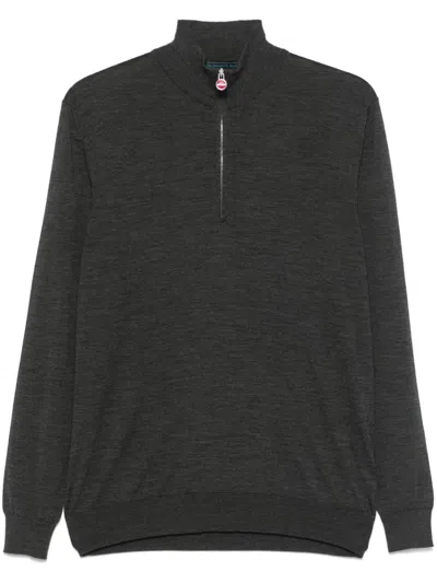 Kiton Zip-up Sweater In Grey
