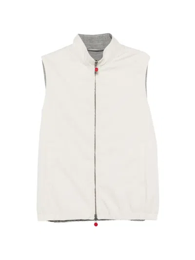 Kiton Zip-up Vest In White