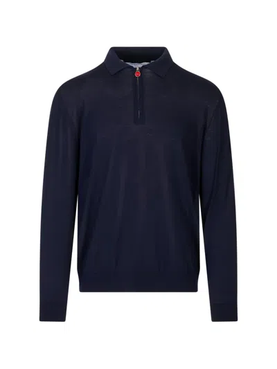 Kiton Zip-fastening Polo Sweater In Blue