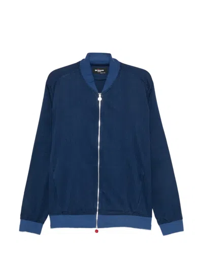 Kiton Zip-fastening Ribbed-trim Jacket In Blue