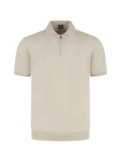 Kiton Zipped Polo Shirt In Gray