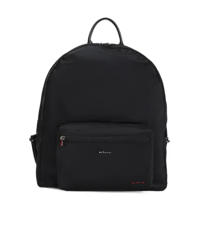 KITON KITON LOGO LETTERING ZIPPED BACKPACK