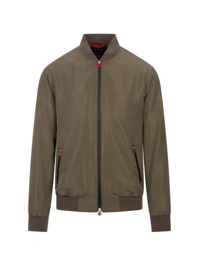 Kiton Zip-up Bomber Jacket In Green