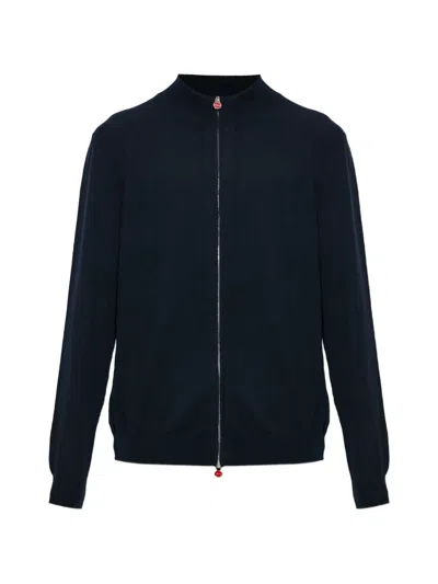 Kiton Zip-up Cashmere Sweatshirt In Blue