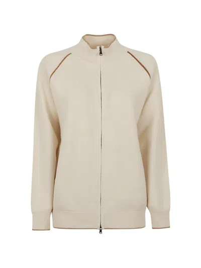 Kiton Zip-up Raglan-sleeve Cardigan In Neutral