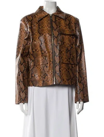 Pre-owned Kitri Animal Print Jacket In Brown