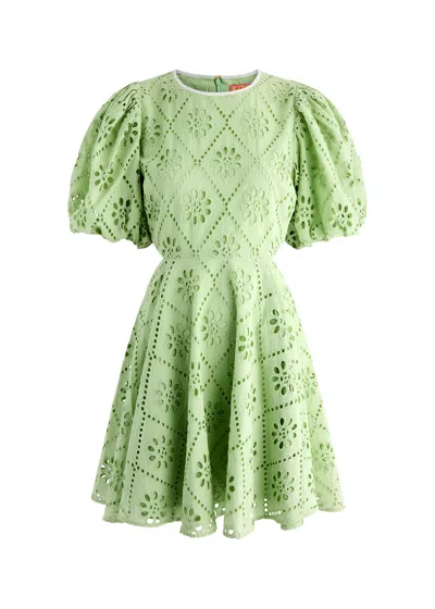 Kitri Coco Broderie Anglaise Cotton Mini Dress In Light Green