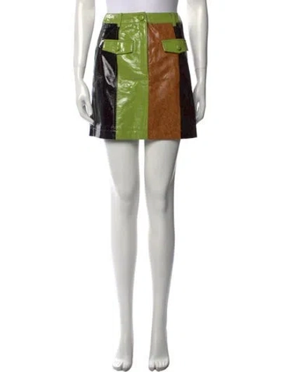 Pre-owned Kitri Colorblock Pattern Mini Skirt W/ Tags In Green