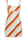 Kitri Connie Striped Linen-blend Mini Dress In Neutrals