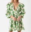 Kitri Cordelia Mini Dress In Green Vine Leaf Print In Multi