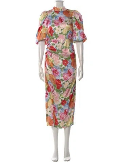Pre-owned Kitri Floral Print Long Dress In White