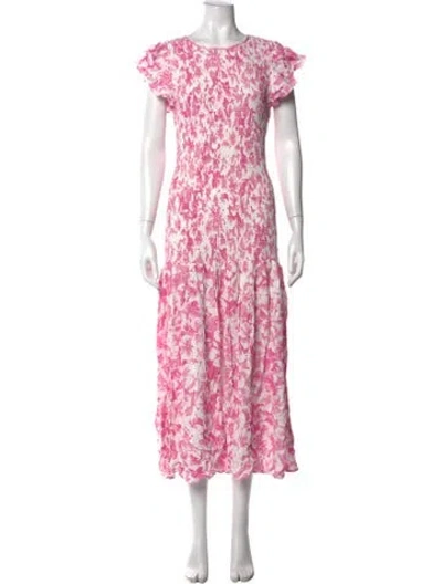 Pre-owned Kitri Floral Print Midi Length Dress In Pink