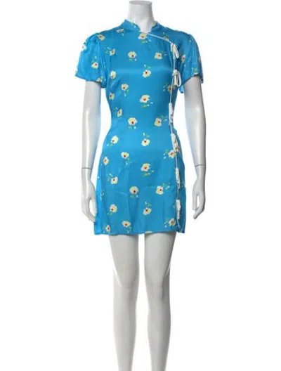 Pre-owned Kitri Floral Print Mini Dress In Blue